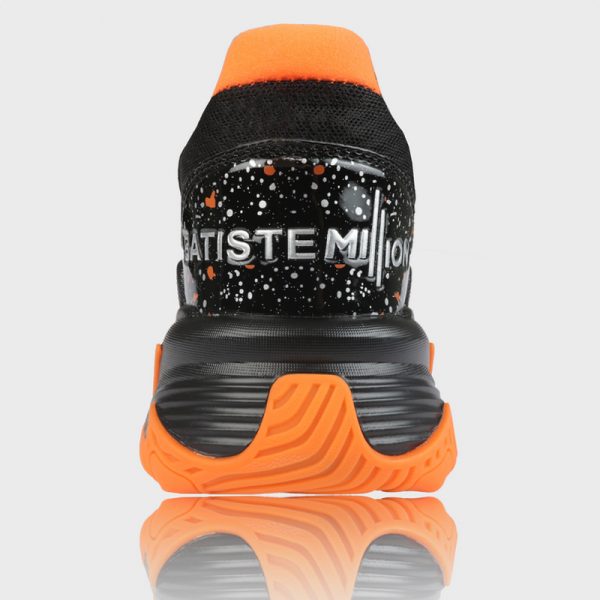 Sneakers orange et noir à semelle orange Batiste million